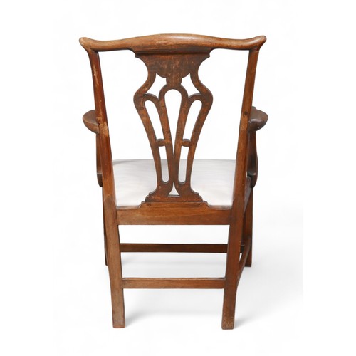 300 - A 19th century mahogany arm chair, with drop in seat, 61.5 by 54.5 by 98.5cm high, a/f.