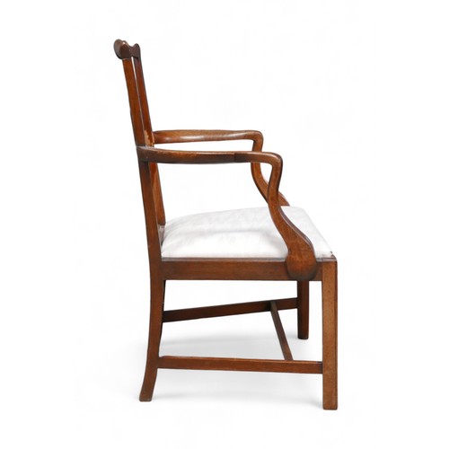 300 - A 19th century mahogany arm chair, with drop in seat, 61.5 by 54.5 by 98.5cm high, a/f.