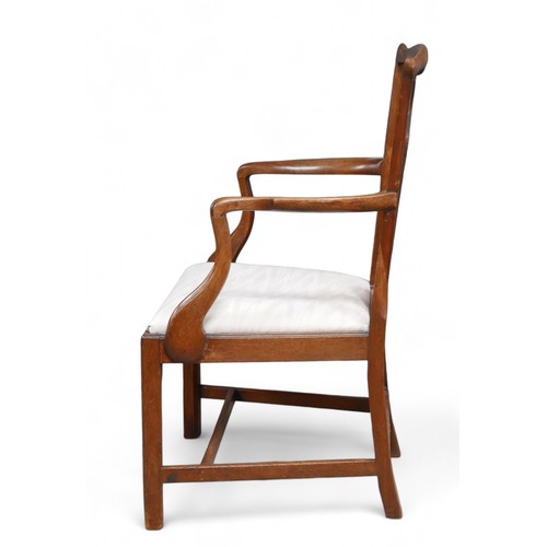 300 - A 19th century mahogany arm chair, with drop in seat, 61.5 by 54.5 by 98.5cm high, a/f.