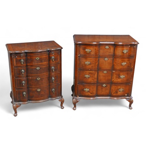 328 - Two 19th century style serpentine fronted chests of four drawers, comprising a bachelor's chest, wit... 