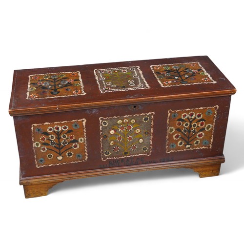 320 - An early 20th century blanket chest with eastern style painted decoration, 98.5 by 37.5 by 50.5cm hi... 