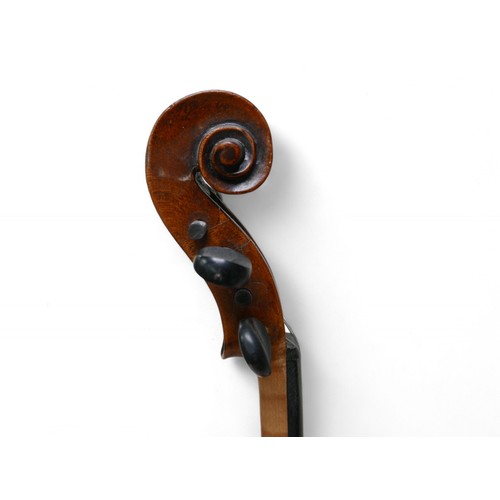 196 - Two 19th century continental violins, comprising one bearing a label 'Petrus Gyarnerius Filius Josep... 