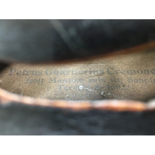 196 - Two 19th century continental violins, comprising one bearing a label 'Petrus Gyarnerius Filius Josep... 