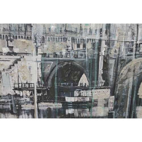 330 - Daniela Gullotta (Italian, b. 1974): 'Castel S'Angelo 2010', mixed media on wood, 200 by 3.5 by 140c... 