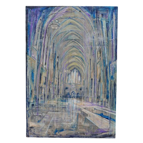 329 - Daniela Gullotta (Italian, b. 1974): 'The Royal Courts of Justice', 2014, mixed media on wood, 55 by... 