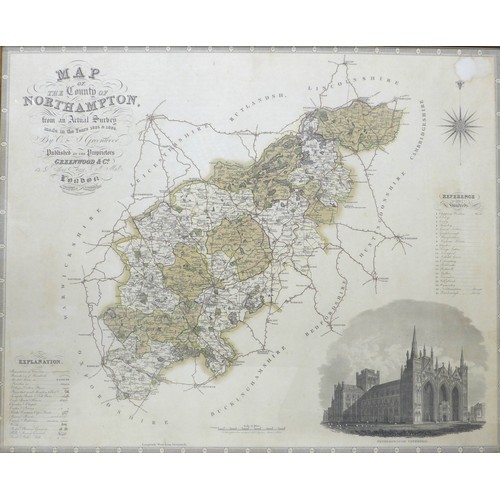 304 - Two maps of York, framed 79.5 by 63cm, and Northampton, 75 by 63cm. (2)