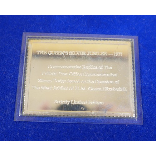 20 - A silver Silver Jubilee commemorative stamp replica, 1952/1977 limited edition, 73.5g, 44mm x 61mm, ... 