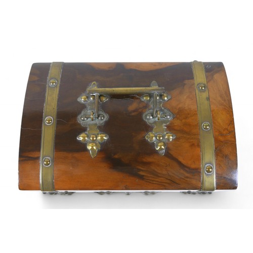 287 - A Victorian walnut trinket box with presentation card 