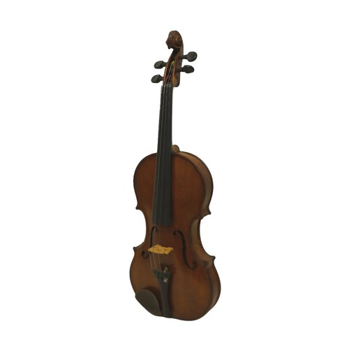 258 - A 20th century violin, with a 36cm two piece back, hand written label 