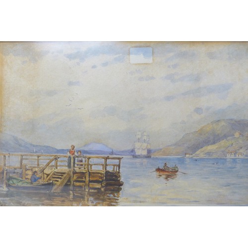 320 - Walter William May R.I, (1831 - 1896) watercolour titled to the mount 'Sponger, Norway' showing figu... 