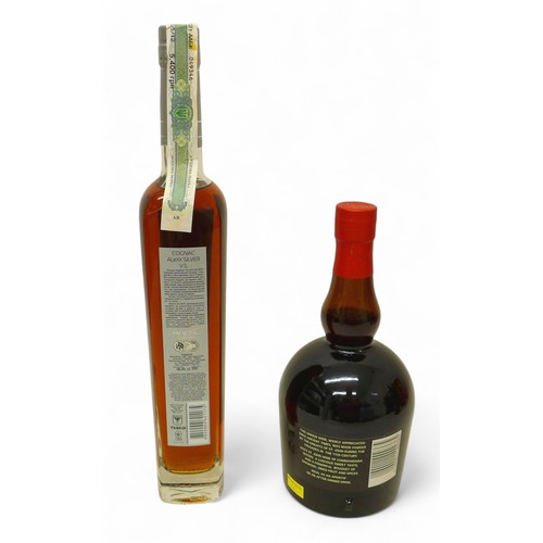 264 - Four bottles of wine / spirits, to include Alexx Cognac V./S Silver (Ukrainian Tavria) in tube, boxe... 