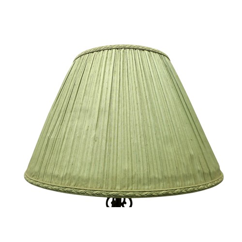 299 - A Chinese hardwood table lamp, 21 by 17 by 77cm high to top of the shade.