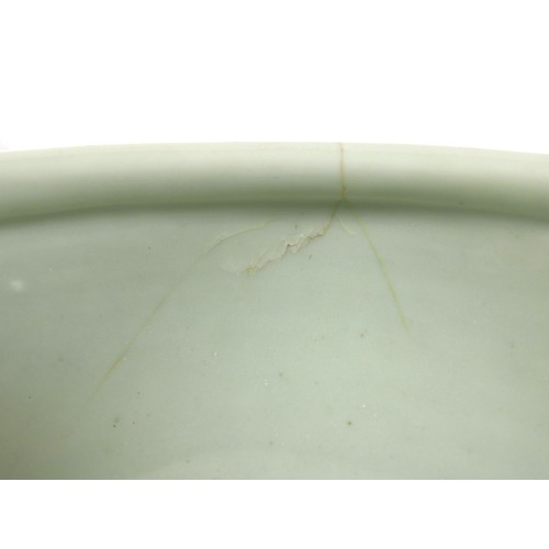 174 - A Chinese celadon footed bowl, character mark to base, 25 cm diameter by 9cm high.