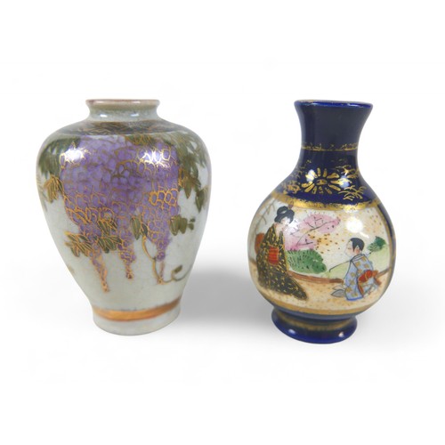 166 - Four oriental items, comprising a Satsuma lidded potpourri, two miniature vases and a cloisonné vase... 