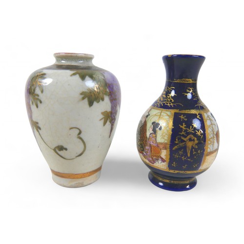 166 - Four oriental items, comprising a Satsuma lidded potpourri, two miniature vases and a cloisonné vase... 