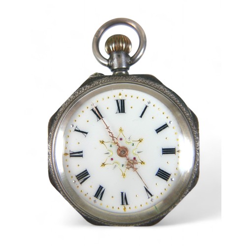 137 - Two silver pocket watches, key wind with 45mm case by Grantham maker and a top wind octagonal 33mm c... 