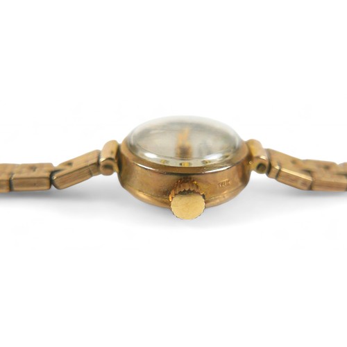 147 - A 9ct yellow gold Rotary ladies bracelet wristwatch, manual wind, 15mm case, 15.2g, running.