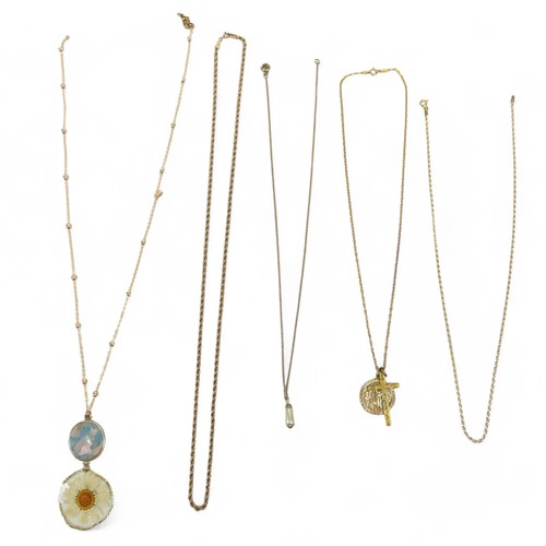 50 - A collection of of gold and gilt jewellery, including a 9ct yellow gold 64cm chain, 4.3g, total weig... 