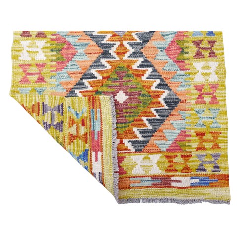 356 - Chobi Kilim hand knotted woollen runner rug, 150 by 66cm.