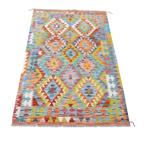 382 - Chobi Kilim hand knotted woollen rug, 156 by 104cm.