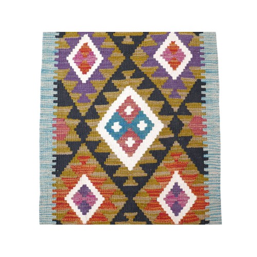 368 - Maimana Kilim hand knotted woollen runner rug, 200 by 62cm.