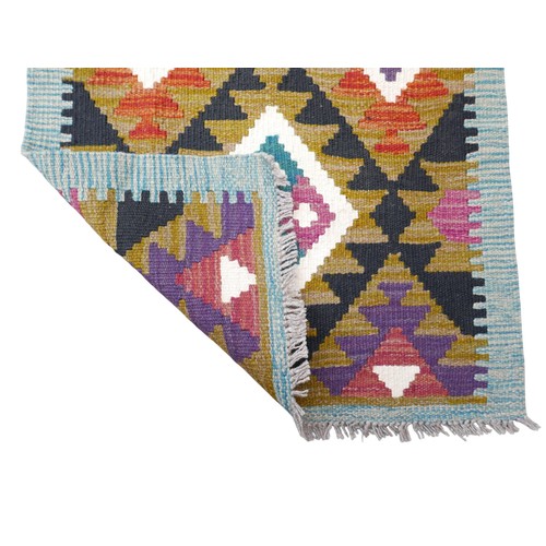 368 - Maimana Kilim hand knotted woollen runner rug, 200 by 62cm.