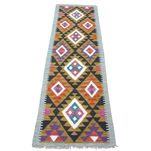 368 - Maimana Kilim hand knotted woollen runner rug, 200 by 62cm.