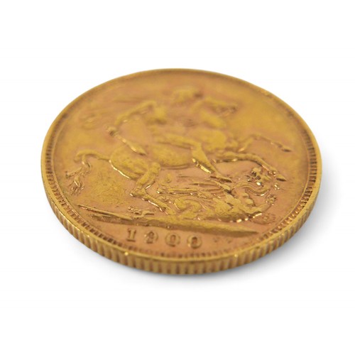 3 - A Victoria Old Veiled Head gold sovereign, 1900, Melbourne, Australia Mint.