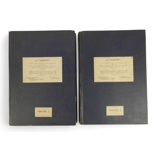 233 - Two volumes of loss adjustment logs for the S.S. Tordene, with both books detailing various accident... 