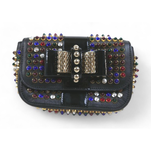 294 - A Christian Louboutin Sweet Charity studded leather shoulder bag, with multi-coloured studs, gold ha... 