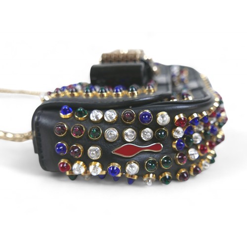 294 - A Christian Louboutin Sweet Charity studded leather shoulder bag, with multi-coloured studs, gold ha... 