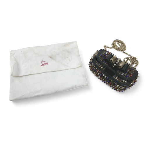 294 - A Christian Louboutin Sweet Charity studded leather shoulder bag, with multi-coloured studs, gold ha... 