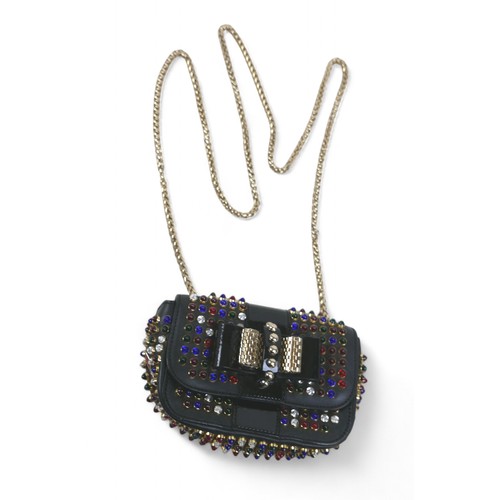 294 - A Christian Louboutin Sweet Charity studded leather shoulder bag, with multi-coloured studs, gold ha... 