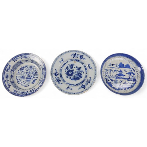 169 - A group of oriental blue and white items, and a famille rose vase, vase measures 20cm diameter by 45... 