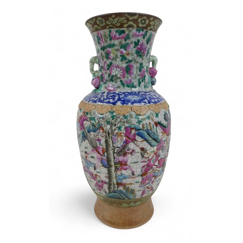 169 - A group of oriental blue and white items, and a famille rose vase, vase measures 20cm diameter by 45... 