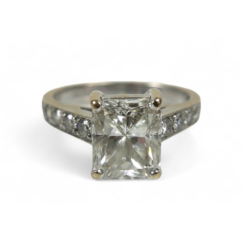 93 - An 18ct white gold 2ct diamond solitaire ring, the radiant cut diamond measures 8.19 by 6.73 by 4.60... 