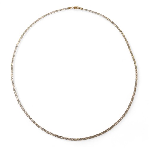 73 - An 18ct white and yellow gold necklace, 60cm by 2.4mm, 12.0g.