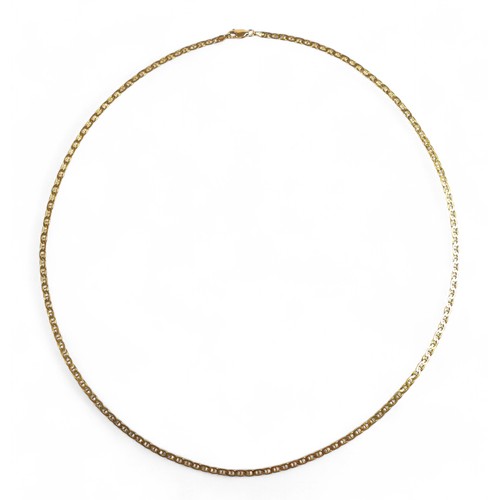 73 - An 18ct white and yellow gold necklace, 60cm by 2.4mm, 12.0g.