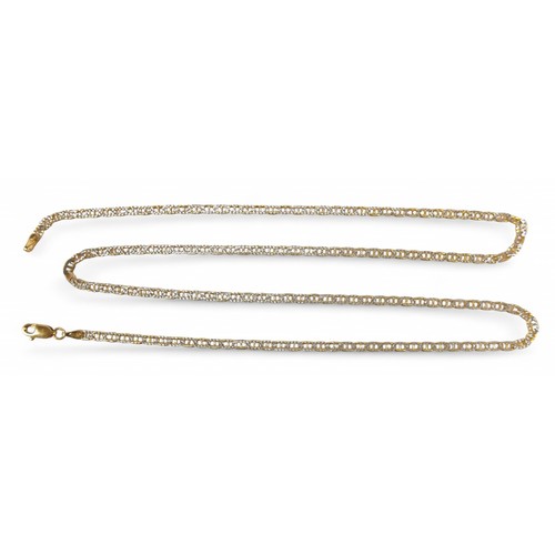 73 - An 18ct white and yellow gold necklace, 60cm by 2.4mm, 12.0g.