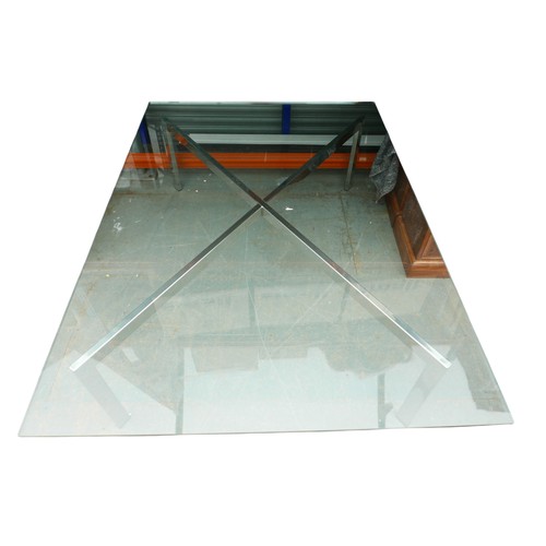 344 - A large glass top coffee table, 168 by 117 by 45cm high.