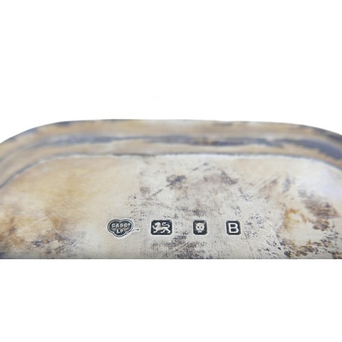 129 - A silver tray, London, four scroll feet and shaped pie crust edge, engraved with names, Goldsmiths a... 