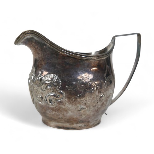 103 - A silver George III jug with gilt interior, London 1806, maker I.M, 9cm high, engraved M to front wi... 