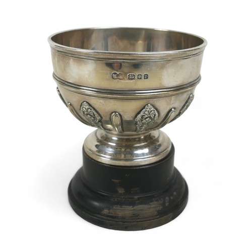 115 - A silver presentation cup / circular bowl on foot, London 1930, maker MR for Manoah Rhodes & Sons Lt... 