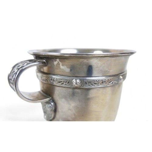 122 - A silver two-handled presentation cup, Birmingham 1938, maker WG & S for William Greenwood & Sons, d... 