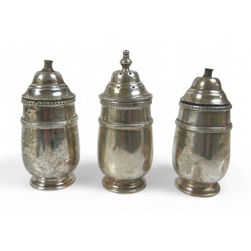 110 - A four piece silver cruet set, Birmingham 1926, Rd no. 655536, maker Adie Brothers Ltd, with egg and... 