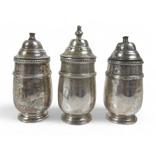 110 - A four piece silver cruet set, Birmingham 1926, Rd no. 655536, maker Adie Brothers Ltd, with egg and... 