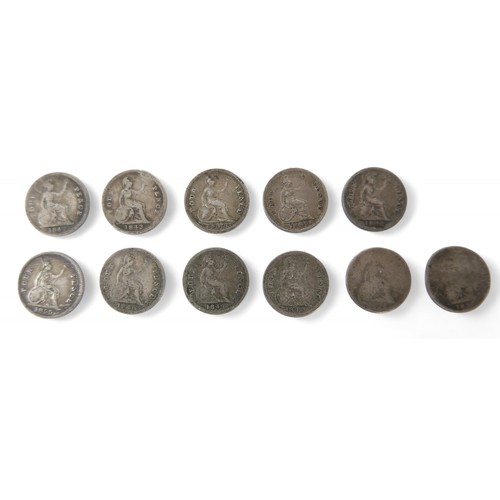 27 - British silver Coins: Ten silver three pence (3d joeys) comprising one William IV (date indisctinct)... 