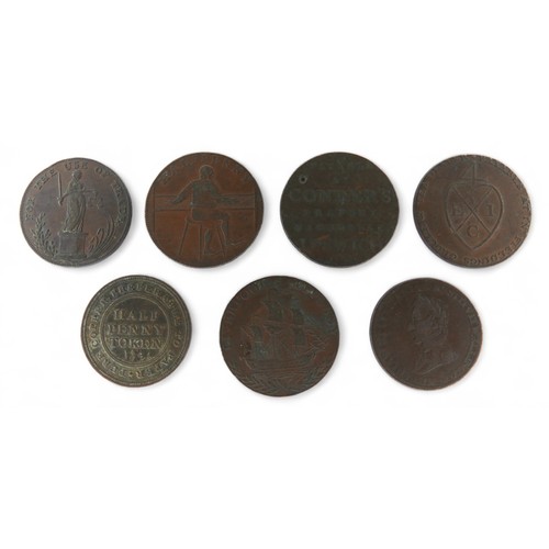 17 - Seven George III British Trade and commemorative Tokens / coins comprising:
Military interest Penins... 