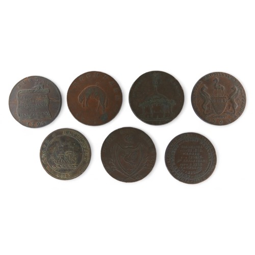 17 - Seven George III British Trade and commemorative Tokens / coins comprising:
Military interest Penins... 