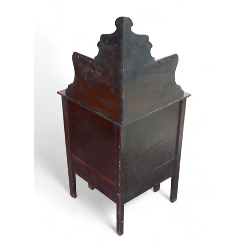 362 - A mahogany and satinwood inlaid corner stand, 67.5 by 45 by 113cm high.